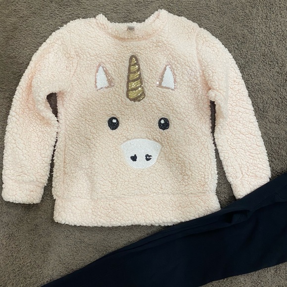 Girls fluffy Unicorn Sweater Jeggings outfit size 14 - Picture 4 of 6